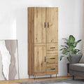 vidaXL Highboard 2 pcs Artisan-Eiche Ingenieurholz und Glas