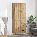 vidaXL Highboard 2 pcs Artisan-Eiche Ingenieurholz und Glas