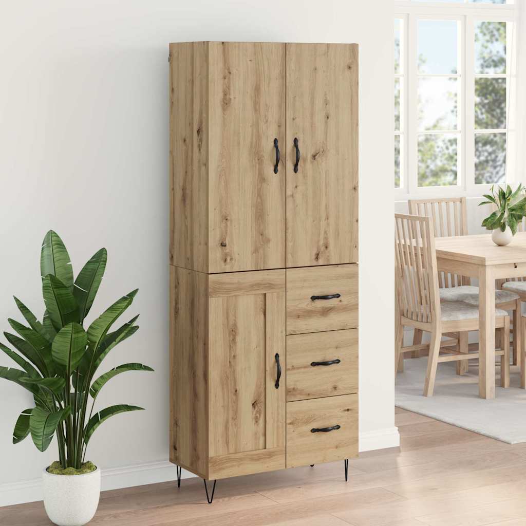vidaXL Highboard 2 pcs Artisan-Eiche Ingenieurholz und Glas