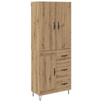 vidaXL Highboard 2 pcs Artisan-Eiche Ingenieurholz und Glas