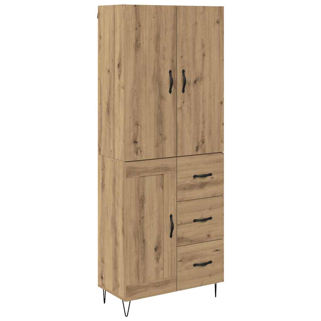 vidaXL Highboard 2 pcs Artisan-Eiche Ingenieurholz und Glas