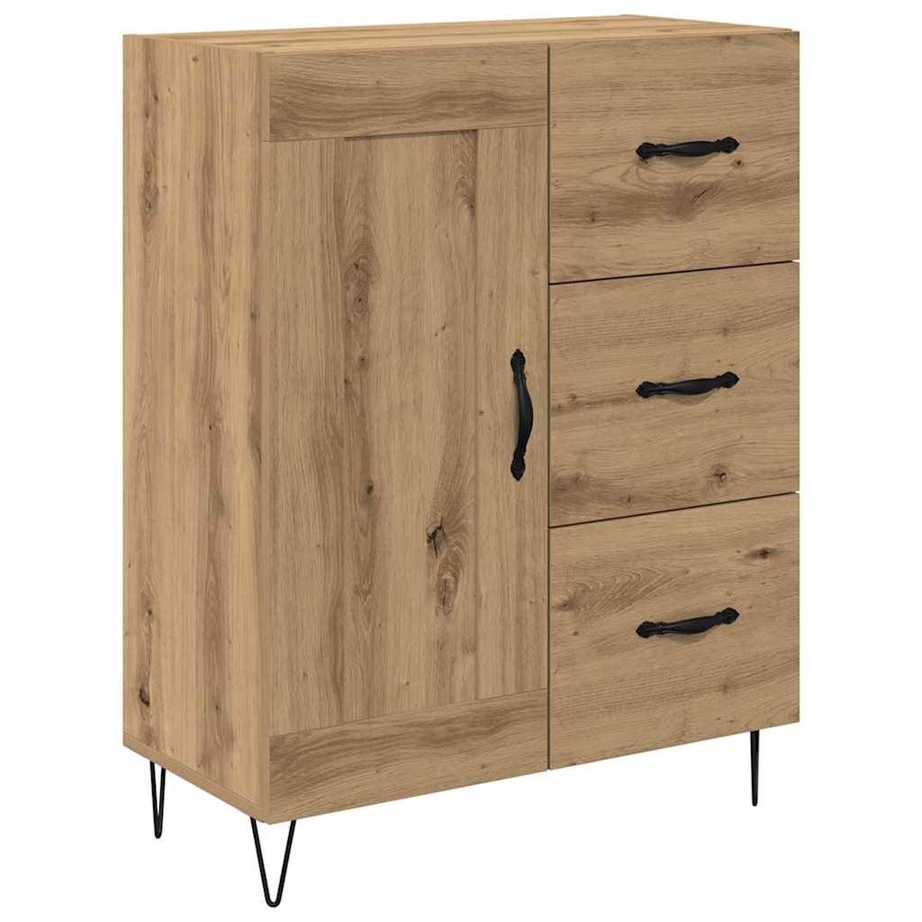 vidaXL Highboard 2 pcs Artisan-Eiche Ingenieurholz und Glas