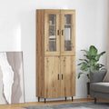 vidaXL Highboard 2 pcs Artisan-Eiche Engineered Wood und Glas