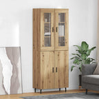 vidaXL Highboard 2 pcs Artisan-Eiche Engineered Wood und Glas