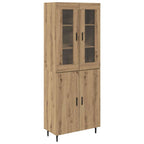 vidaXL Highboard 2 pcs Artisan-Eiche Engineered Wood und Glas