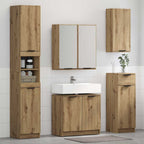 vidaXL Badezimmerschrank-Set mit Tür 3 pcs Artisan-Eiche Holzwerkstoff
