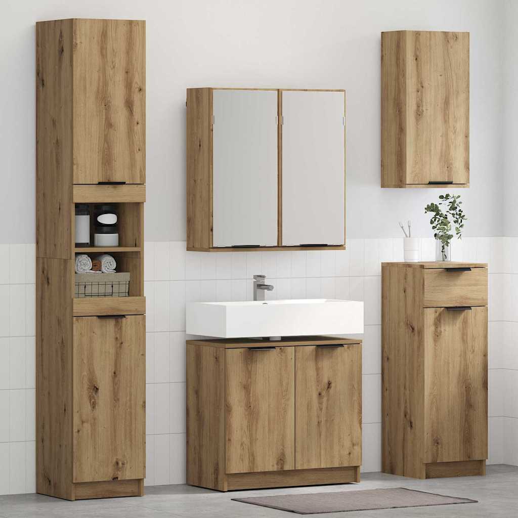 vidaXL Badezimmerschrank-Set mit Tür 3 pcs Artisan-Eiche Holzwerkstoff