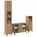 vidaXL Badezimmermöbel-Set mit Regal 3 pcs Artisan-Eiche Holzwerkstoff
