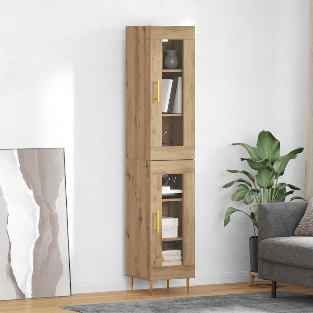 vidaXL Highboard 2 pcs Artisan-Eiche Glas