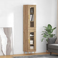 vidaXL Highboard 2 pcs Artisan-Eiche Glas