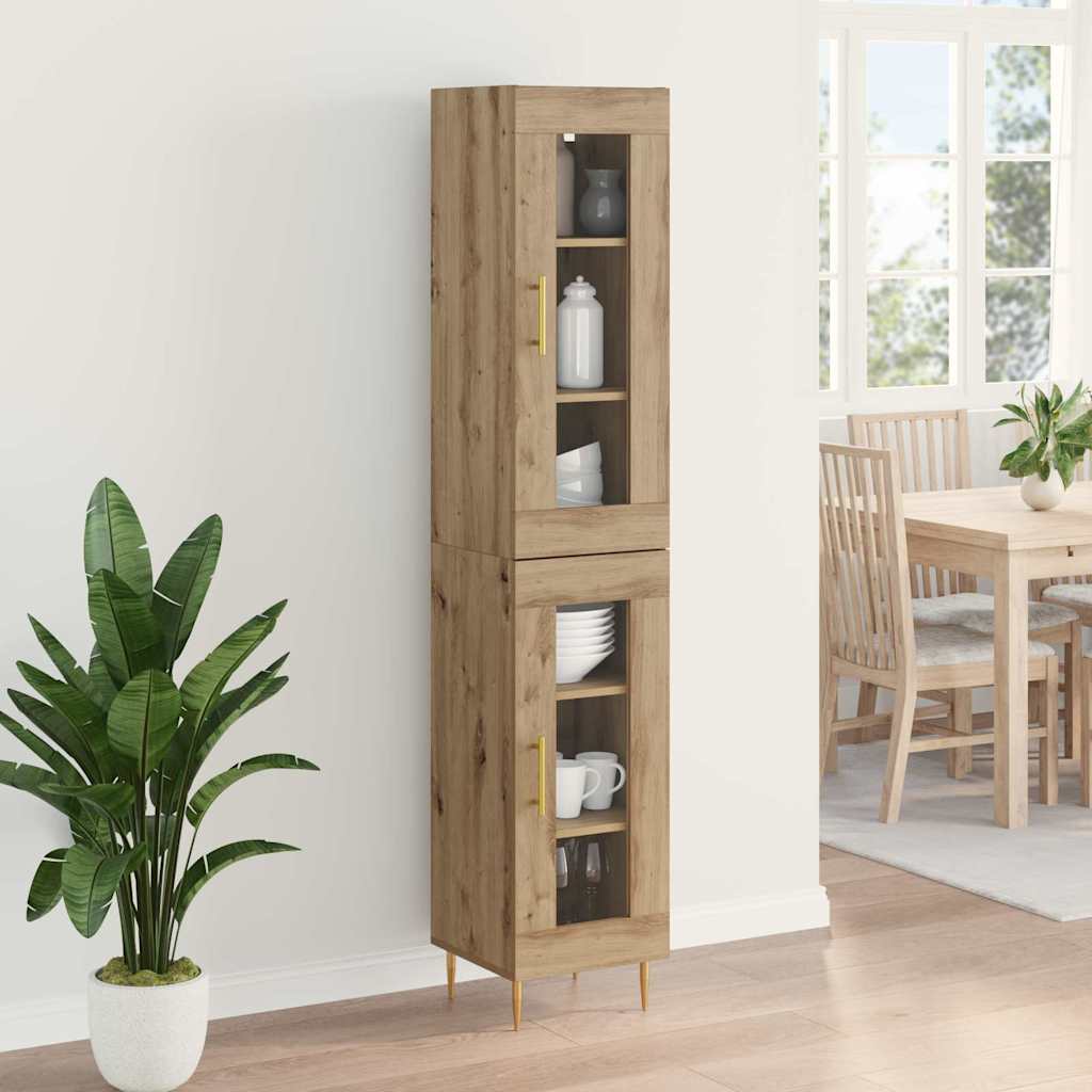 vidaXL Highboard 2 pcs Artisan-Eiche Glas