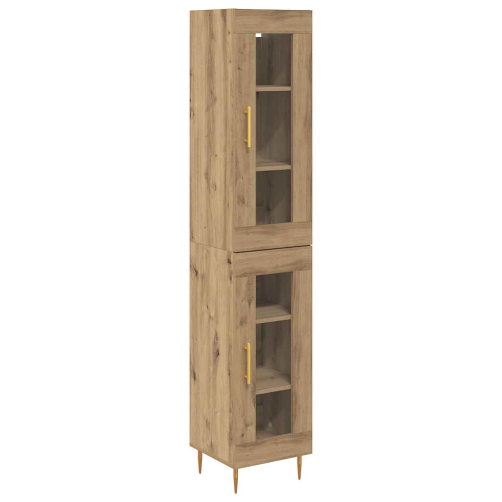 vidaXL Highboard 2 pcs Artisan-Eiche Glas