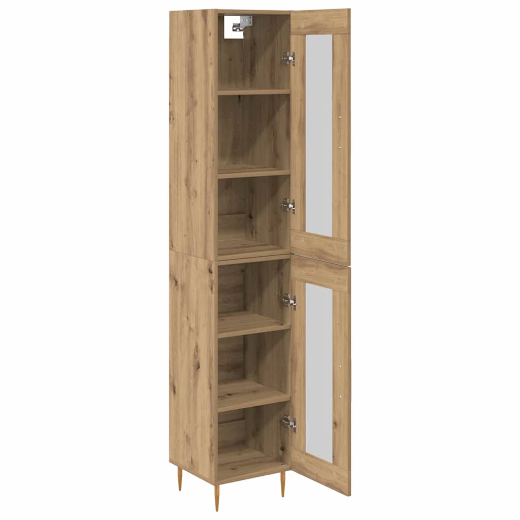 vidaXL Highboard 2 pcs Artisan-Eiche Glas