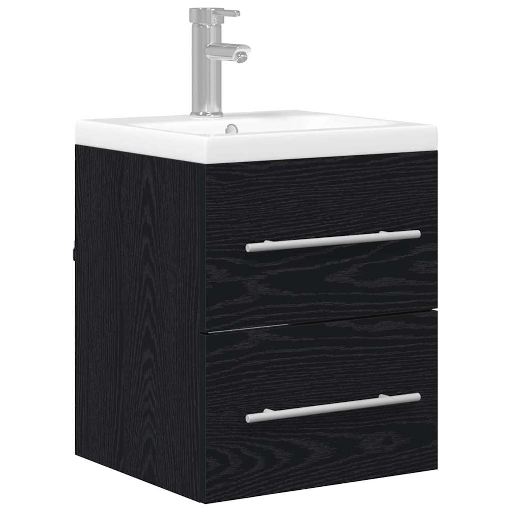 vidaXL Waschbeckenschrank Schwarz Eichen-Optik 41 x 38,5 x 48 cm