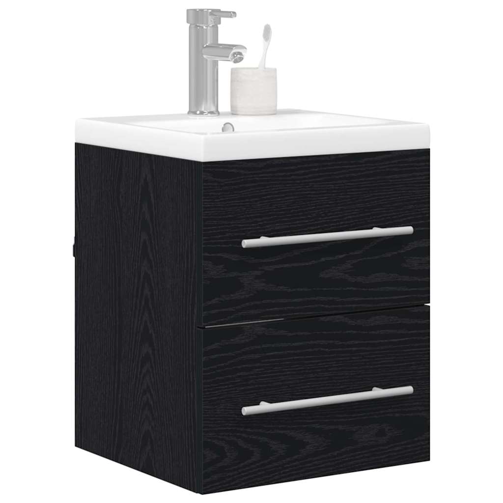 vidaXL Waschbeckenschrank Schwarz Eichen-Optik 41 x 38,5 x 48 cm