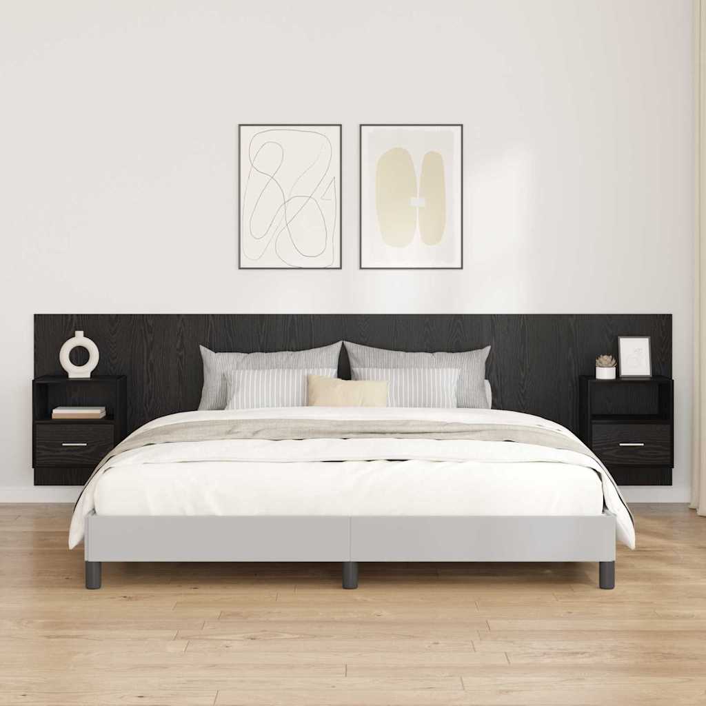 vidaXL Kopfteil mit Schrank 3 pcs Schwarz Eichen-Optik Holzwerkstoff