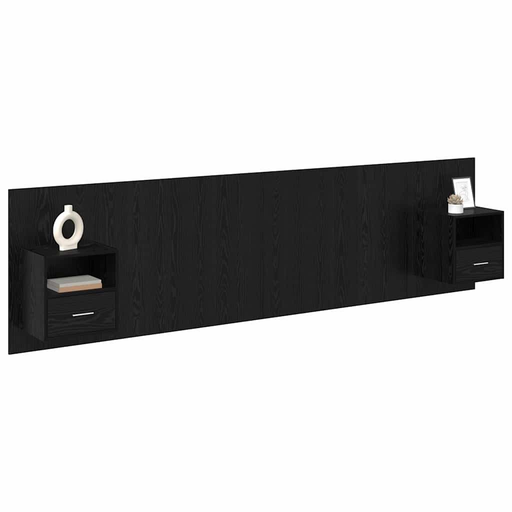 vidaXL Kopfteil mit Schrank 3 pcs Schwarz Eichen-Optik Holzwerkstoff