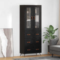 vidaXL Highboard-Schrank mit Regal 2 pcs Schwarz Eichen-Optik