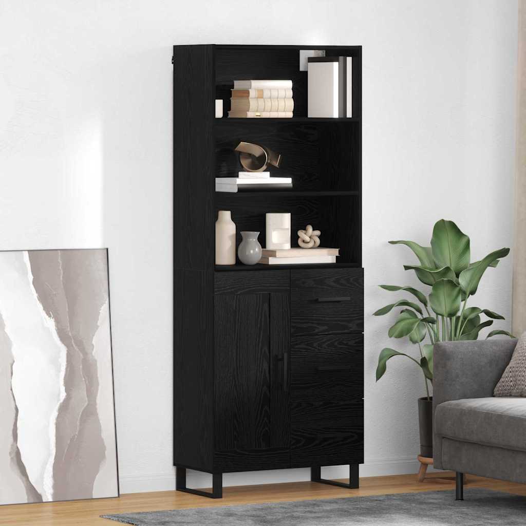 vidaXL Highboard 2 pcs Schwarz Eichen-Optik Holzwerkstoff