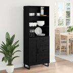 vidaXL Highboard 2 pcs Schwarz Eichen-Optik Holzwerkstoff