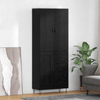 vidaXL Highboard 2 Stück Schwarz Eichen-Optik Ingenieurholz und Glas