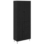 vidaXL Highboard 2 Stück Schwarz Eichen-Optik Ingenieurholz und Glas