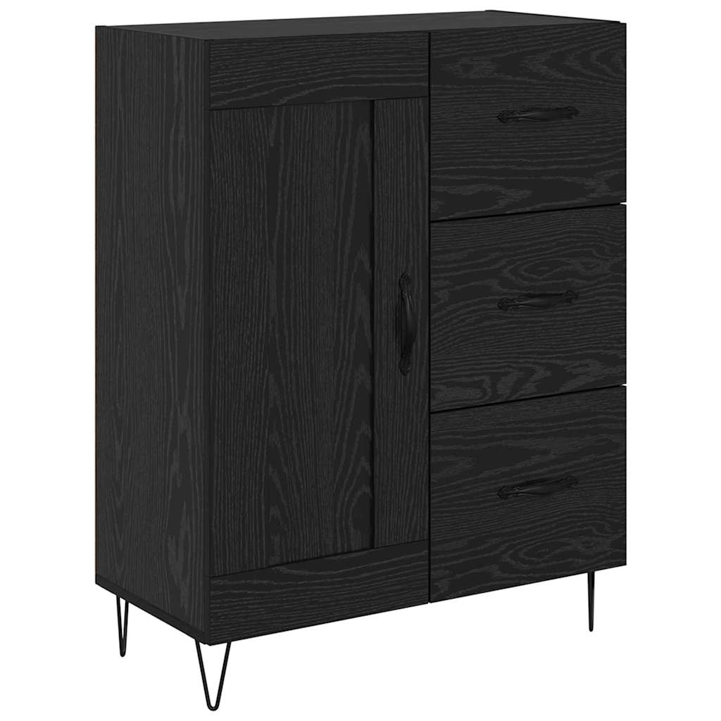 vidaXL Highboard 2 Stück Schwarz Eichen-Optik Ingenieurholz und Glas