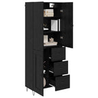 vidaXL Highboard 2 Stück Schwarz Eichen-Optik Ingenieurholz und Glas