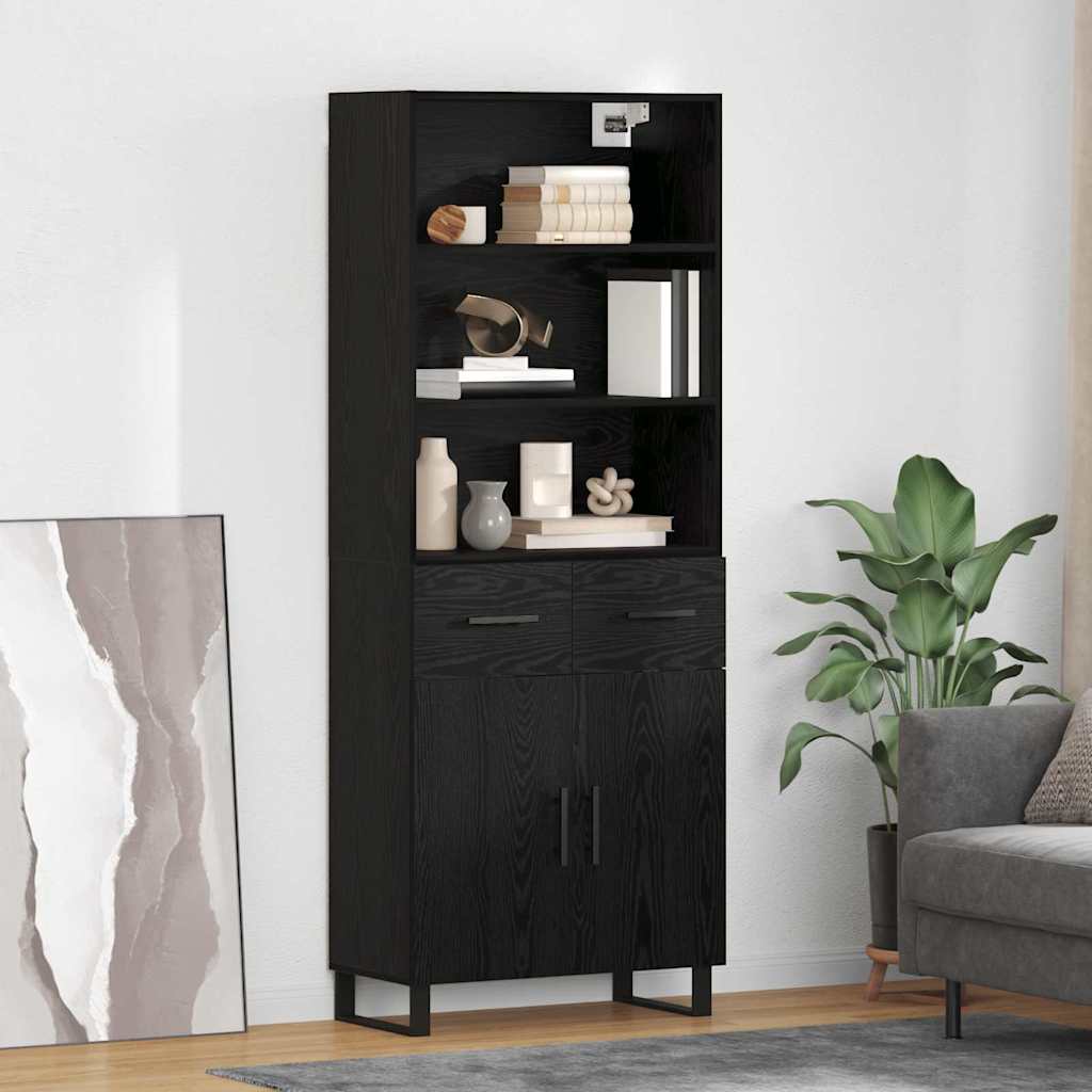 vidaXL Highboard 2 pcs Schwarz Eichen-Optik 69,5 x 34 x 180 cm
