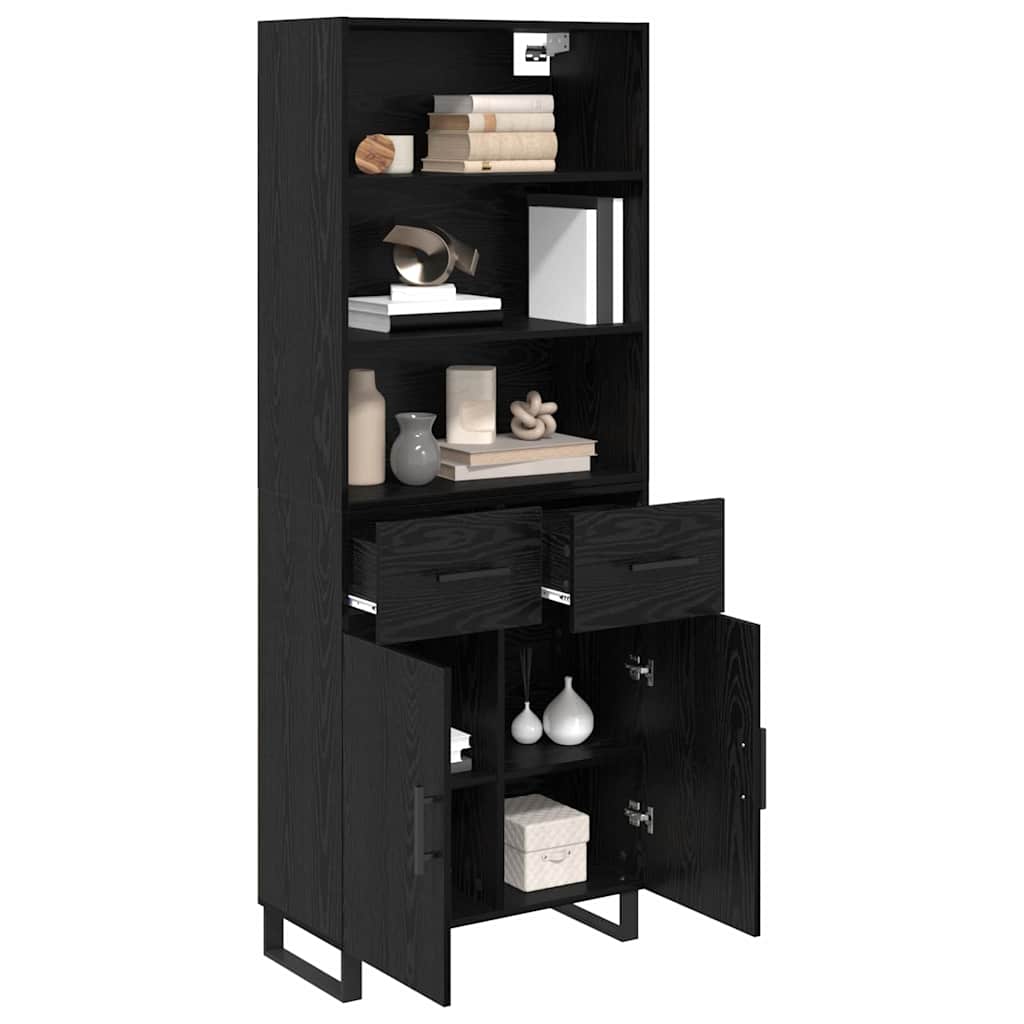 vidaXL Highboard 2 pcs Schwarz Eichen-Optik 69,5 x 34 x 180 cm