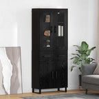vidaXL Highboard 2 pcs Schwarz Eichen-Optik Engineered Wood und Glas