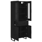 vidaXL Highboard 2 pcs Schwarz Eichen-Optik Engineered Wood und Glas