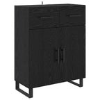 vidaXL Highboard 2 pcs Schwarz Eichen-Optik Engineered Wood und Glas