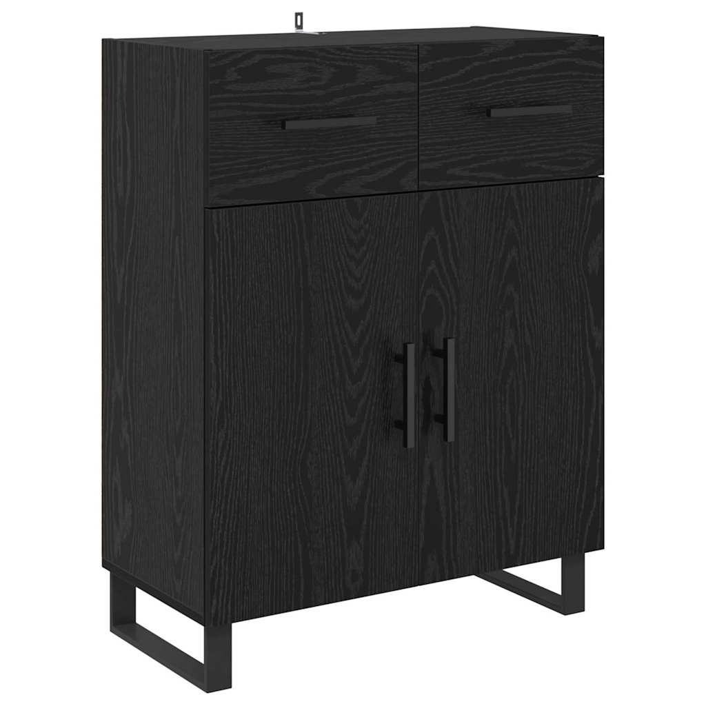 vidaXL Highboard 2 pcs Schwarz Eichen-Optik Engineered Wood und Glas