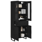 vidaXL Highboard 2 pcs Schwarz Eichen-Optik Engineered Wood und Glas