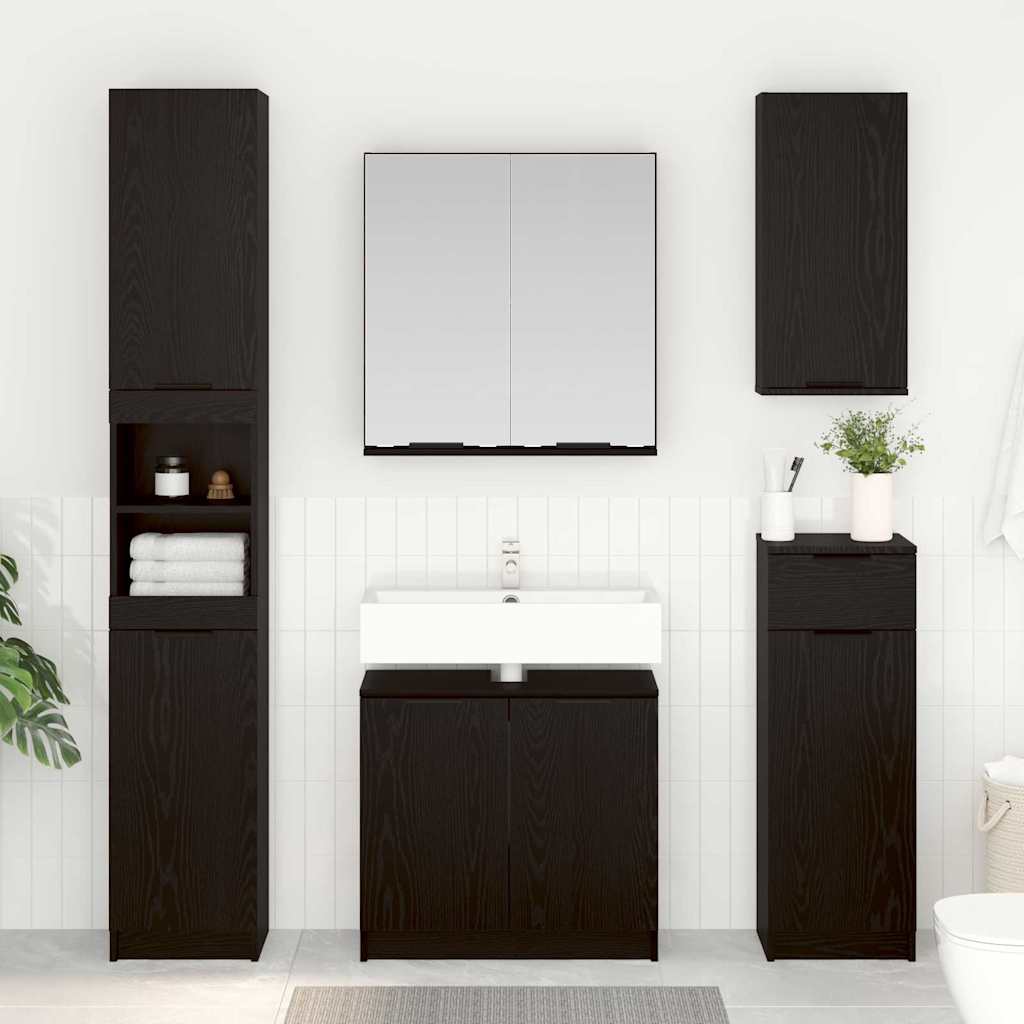 vidaXL Badezimmerschrank-Set 3 Stück Schwarz Eichen-Optik Holzwerkstoff