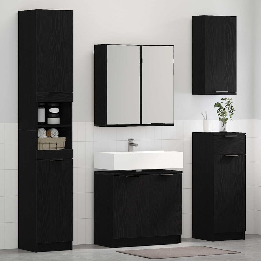 vidaXL Badezimmerschrank-Set 3 Stück Schwarz Eichen-Optik Holzwerkstoff