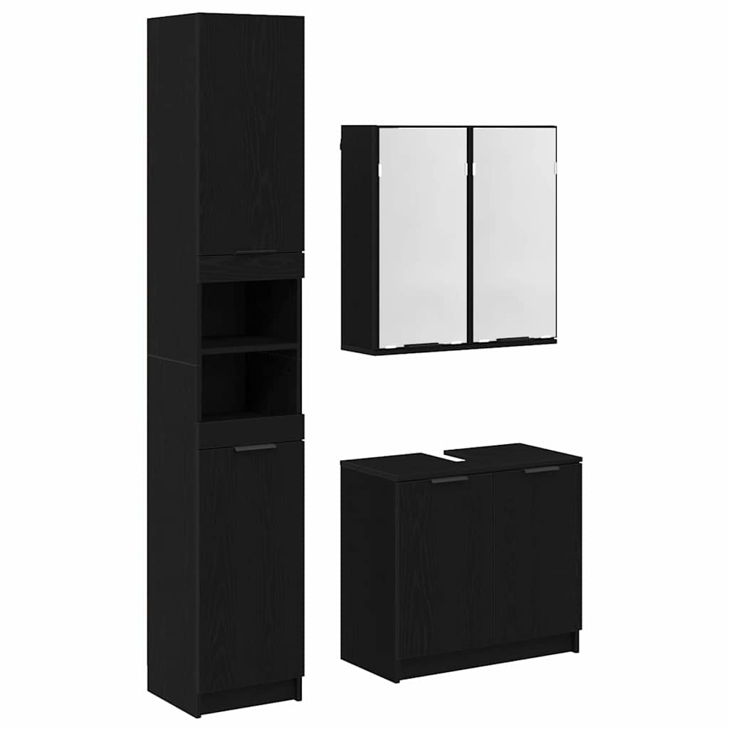 vidaXL Badezimmerschrank-Set 3 Stück Schwarz Eichen-Optik Holzwerkstoff