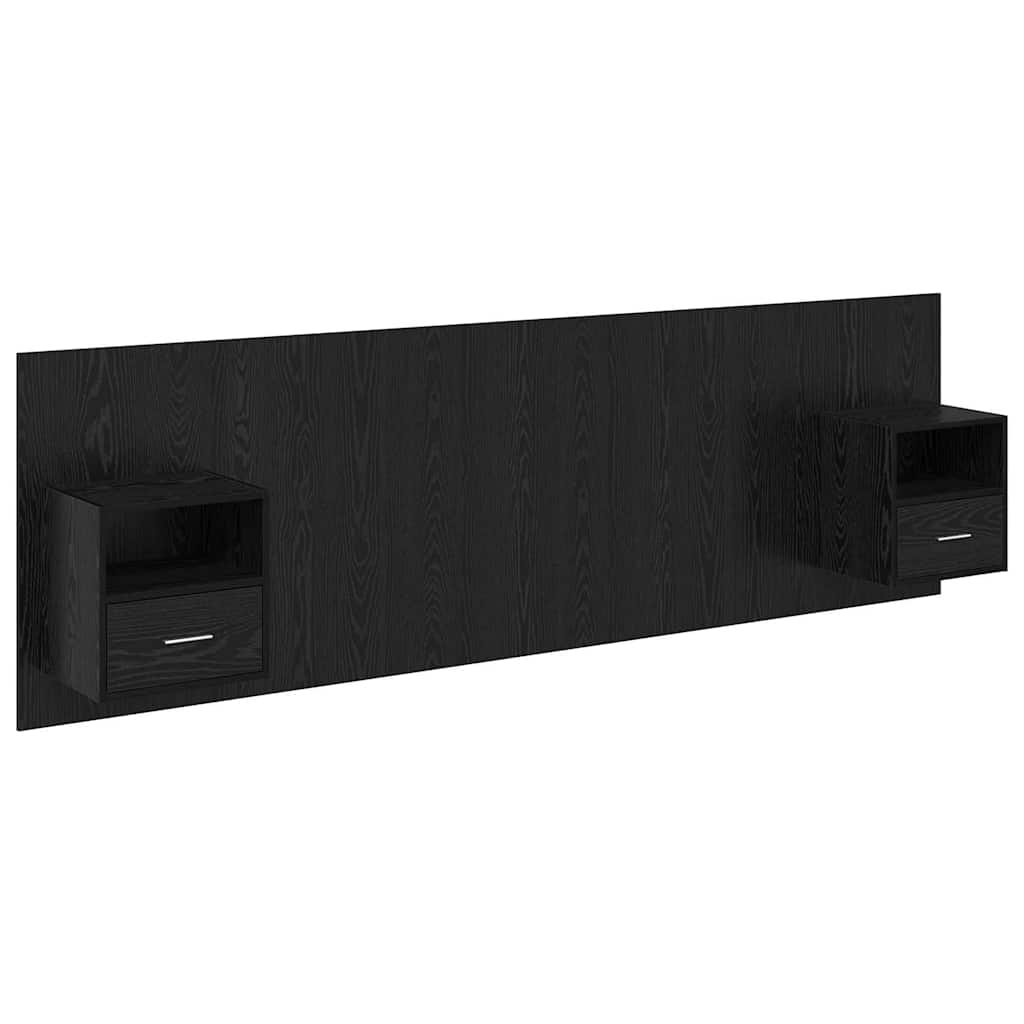 vidaXL Kopfteil mit Schrank 3 Stück Schwarz Eichen-Optik Holzwerkstoff