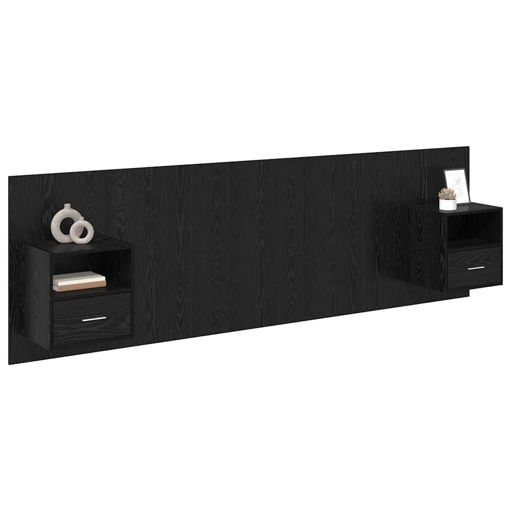 vidaXL Kopfteil mit Schrank 3 Stück Schwarz Eichen-Optik Holzwerkstoff