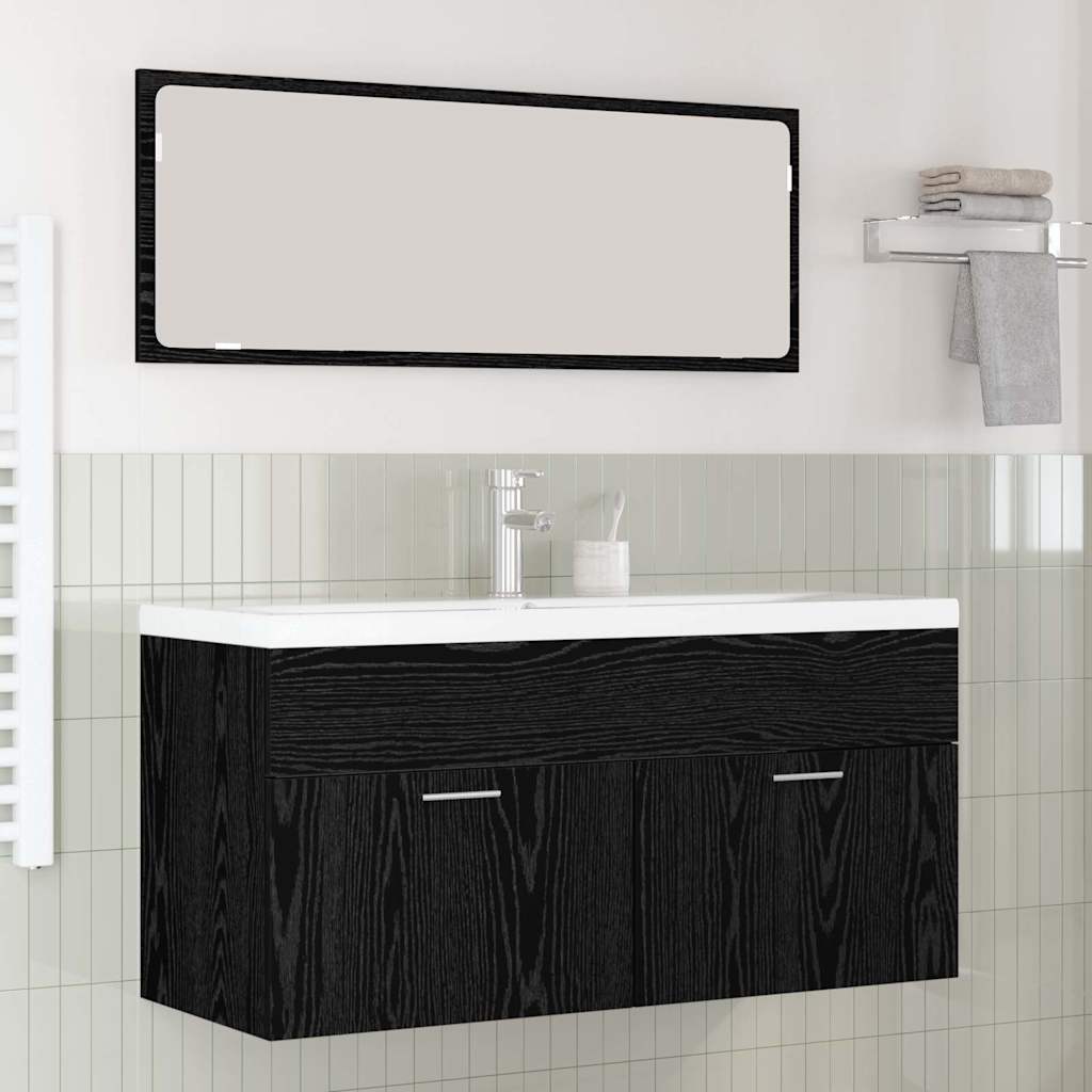 vidaXL Badezimmerschrank Schwarz Eichen-Optik 100 x 38,5 x 46 cm
