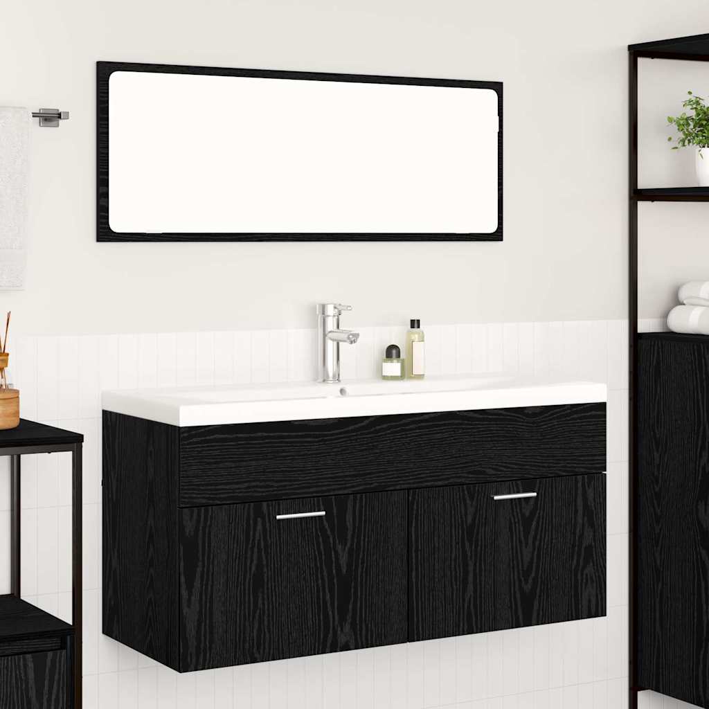 vidaXL Badezimmerschrank Schwarz Eichen-Optik 100 x 38,5 x 46 cm