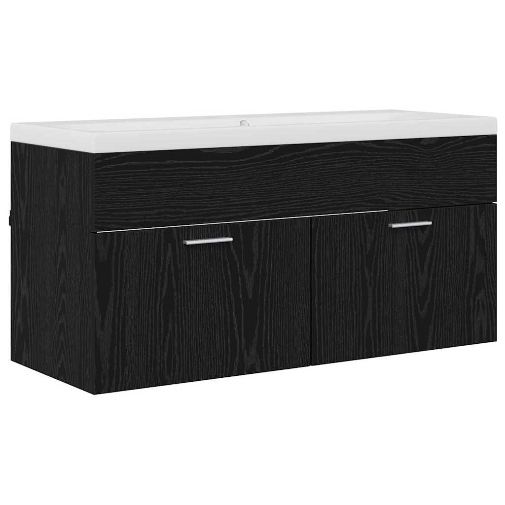 vidaXL Badezimmerschrank Schwarz Eichen-Optik 100 x 38,5 x 46 cm