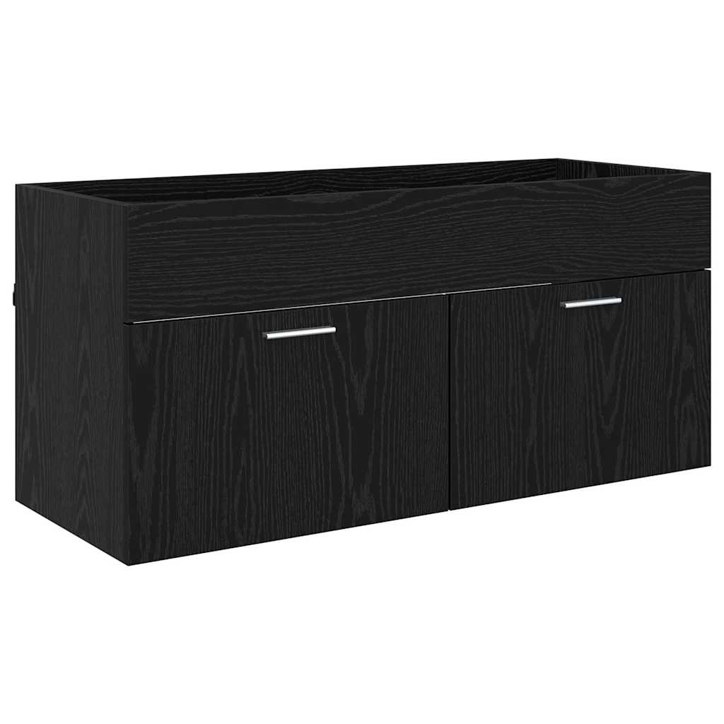 vidaXL Badezimmerschrank Schwarz Eichen-Optik 100 x 38,5 x 46 cm