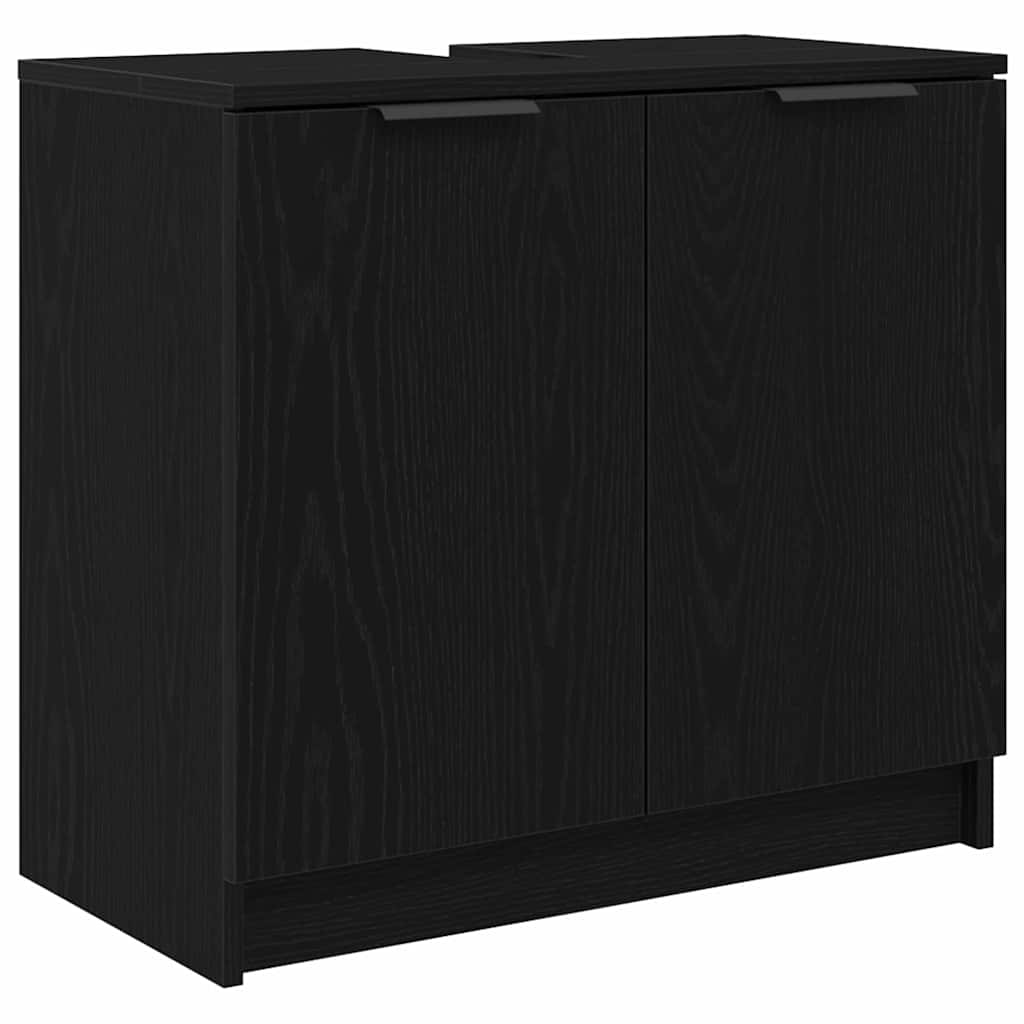 vidaXL Badezimmerschrank-Set 2 Stück Schwarz Eichen-Optik Holzwerkstoff