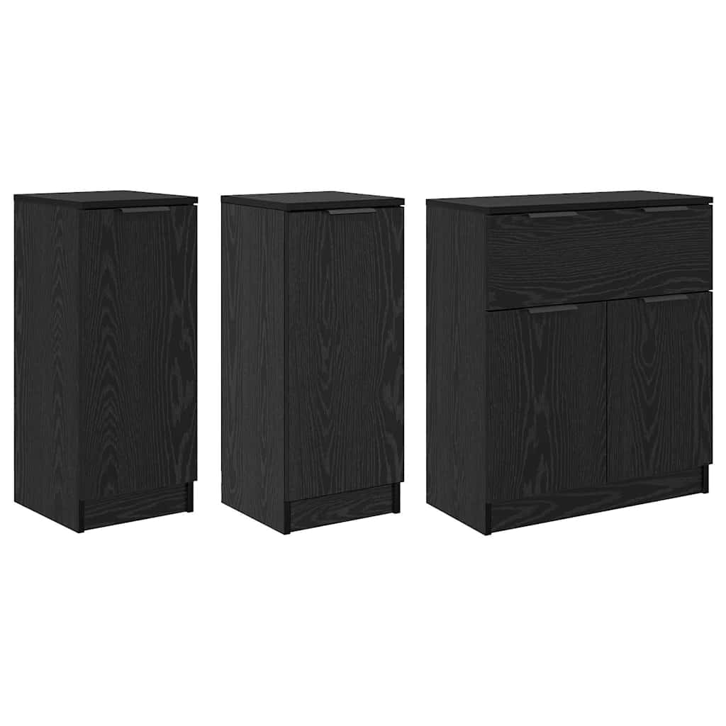 vidaXL Sideboard 3 pcs Schwarz Eichen-Optik Holzwerkstoff
