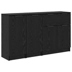 vidaXL Sideboard 3 pcs Schwarz Eichen-Optik Holzwerkstoff