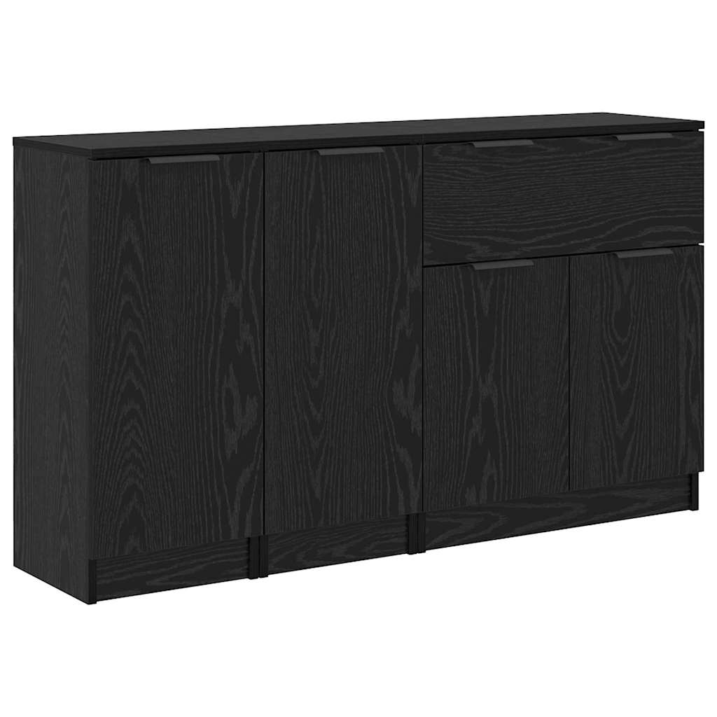 vidaXL Sideboard 3 pcs Schwarz Eichen-Optik Holzwerkstoff