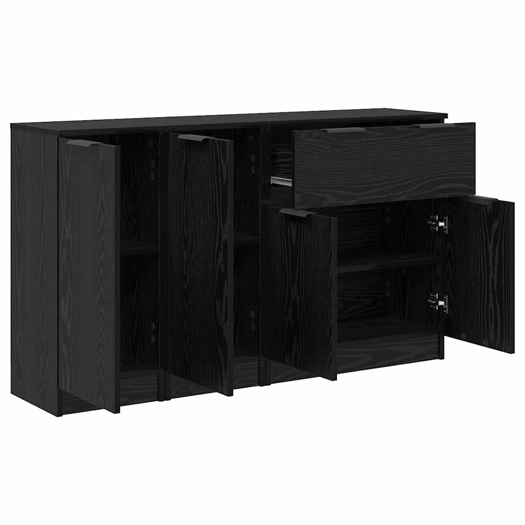 vidaXL Sideboard 3 pcs Schwarz Eichen-Optik Holzwerkstoff