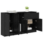 vidaXL Sideboard 3 pcs Schwarz Eichen-Optik Holzwerkstoff